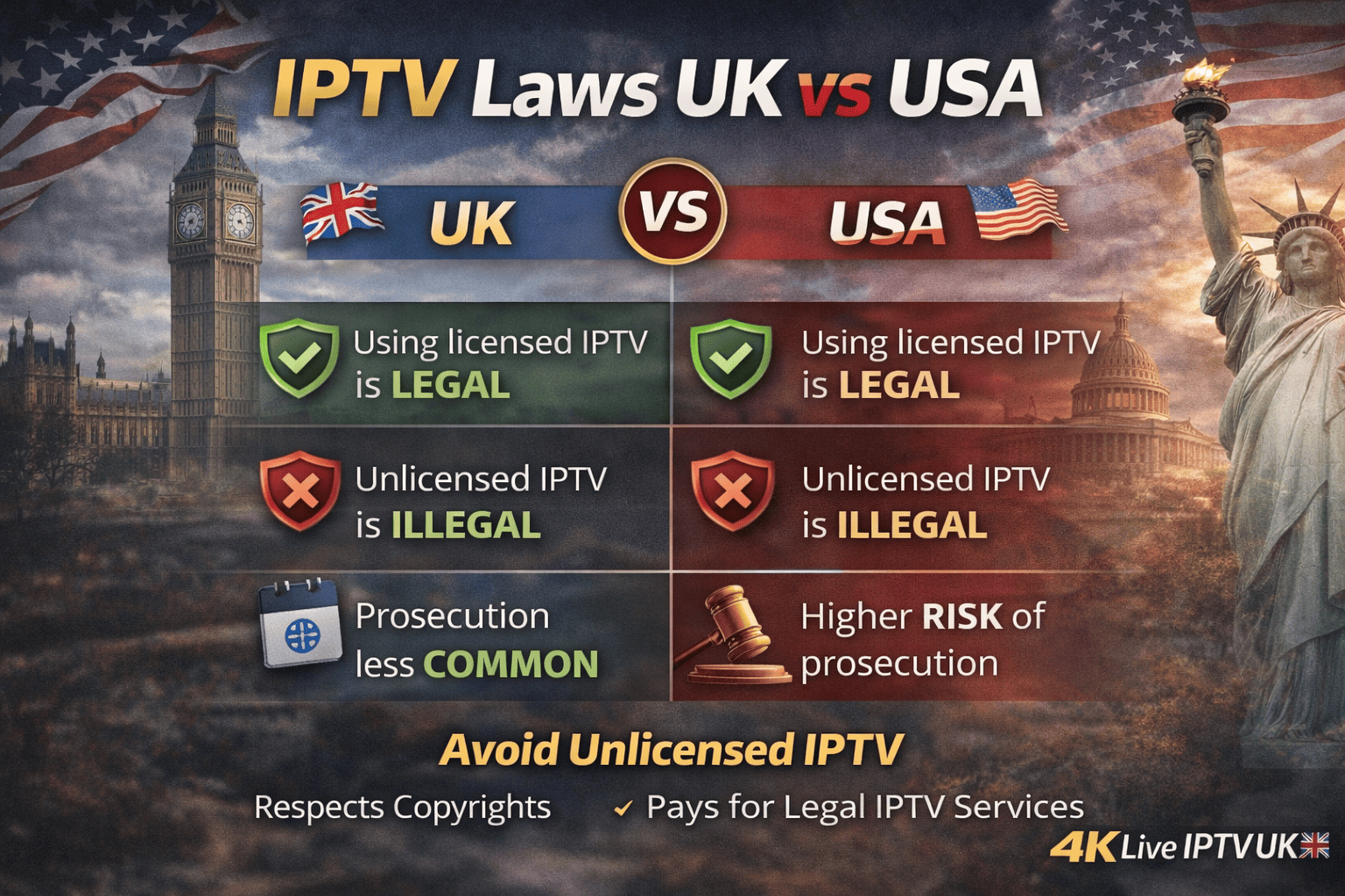 IPTV Laws Explained: UK vs USA Comparison – IPTV laws UK vs USA